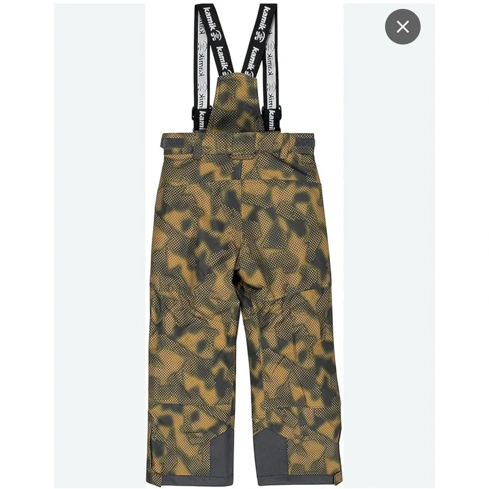 Kamik Boys'‎ Harper Bib Pants Size 14 Coal Camo Color